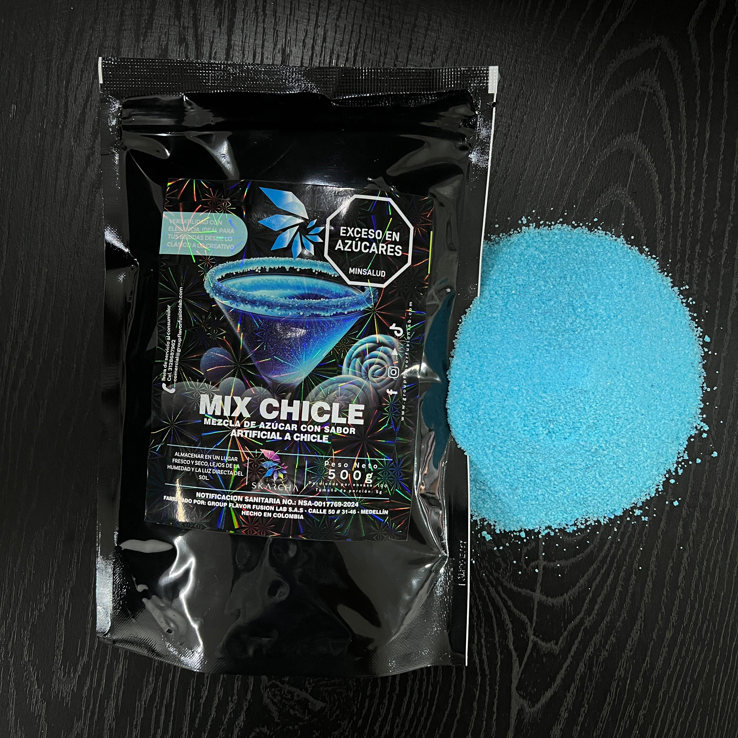 Bolsa Skarcha Chicle 500g — escarchador para bordes de cocteles, fondo blanco